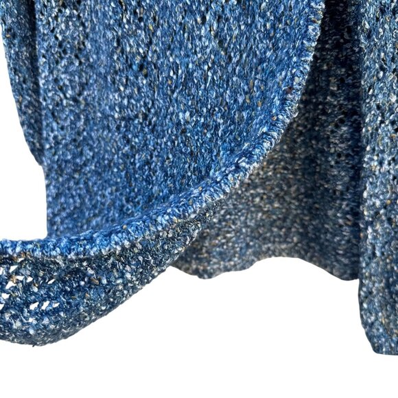 Modern Soul Womens Shawl Collar Blue Metallic Open Knit Cardigan Sweater Jacket - Picture 9 of 11